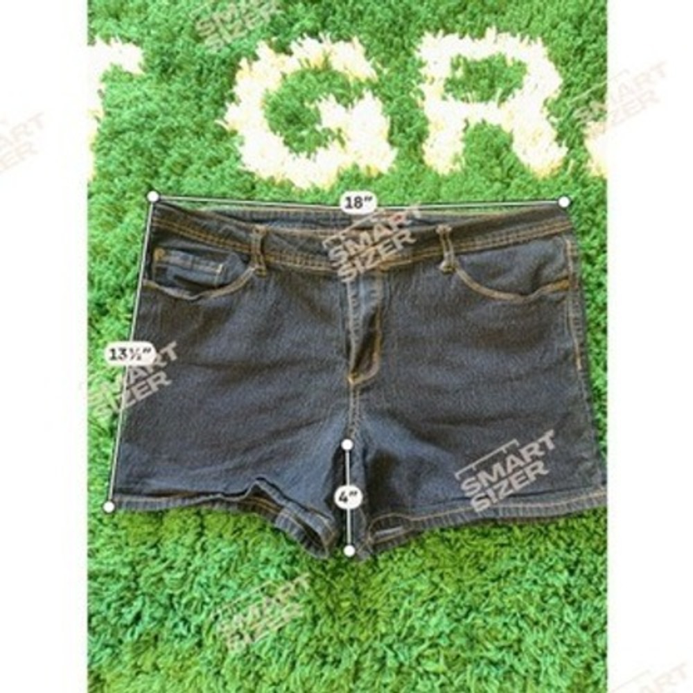 Red Blue Denim Dark Wash Jean Shorts‎ Womens 15/16 High Rise Stretch 55005CN